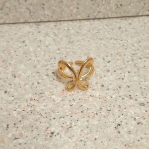 Butterfly Ring U.S. Size 7 Gold Plated Open Backing for Bigger Sized Fingers New